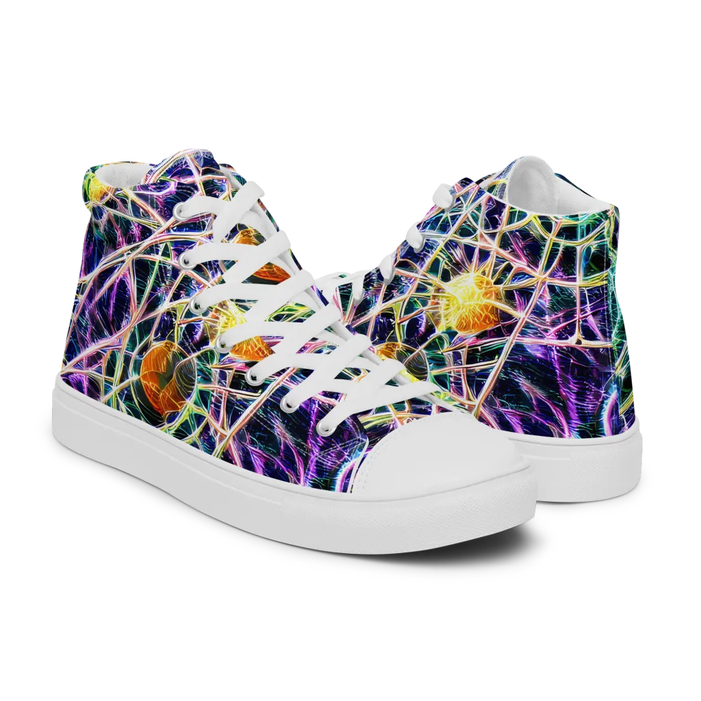 Wölfli Web on Men's High Top Canvas Shoes — Right
