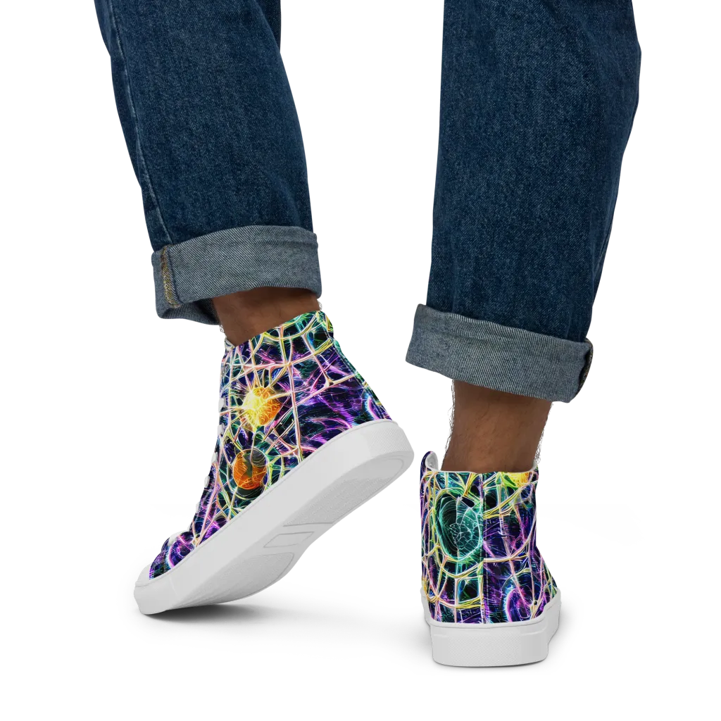 Wölfli Web on Men's High Top Canvas Shoes — Back