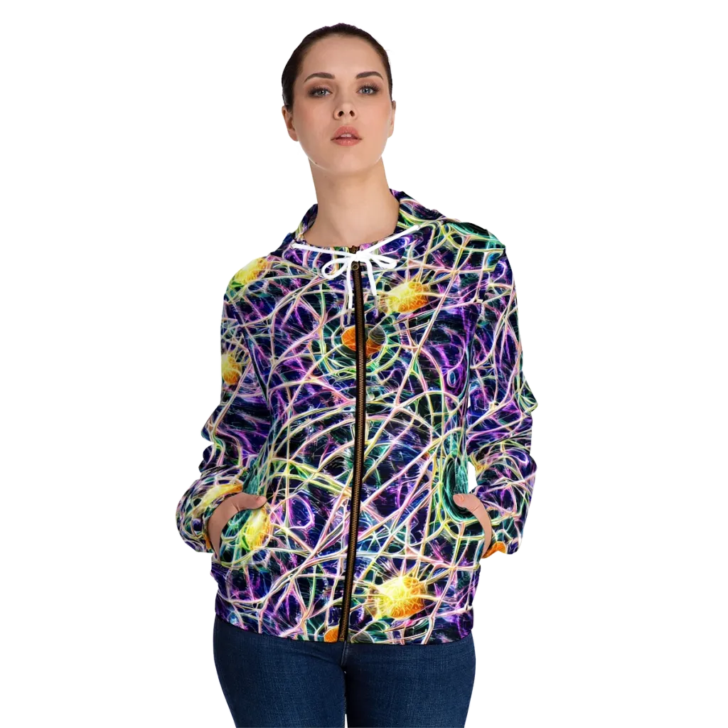 Wölfli Web on Women's Full-Zip Hoodie — Front On Person