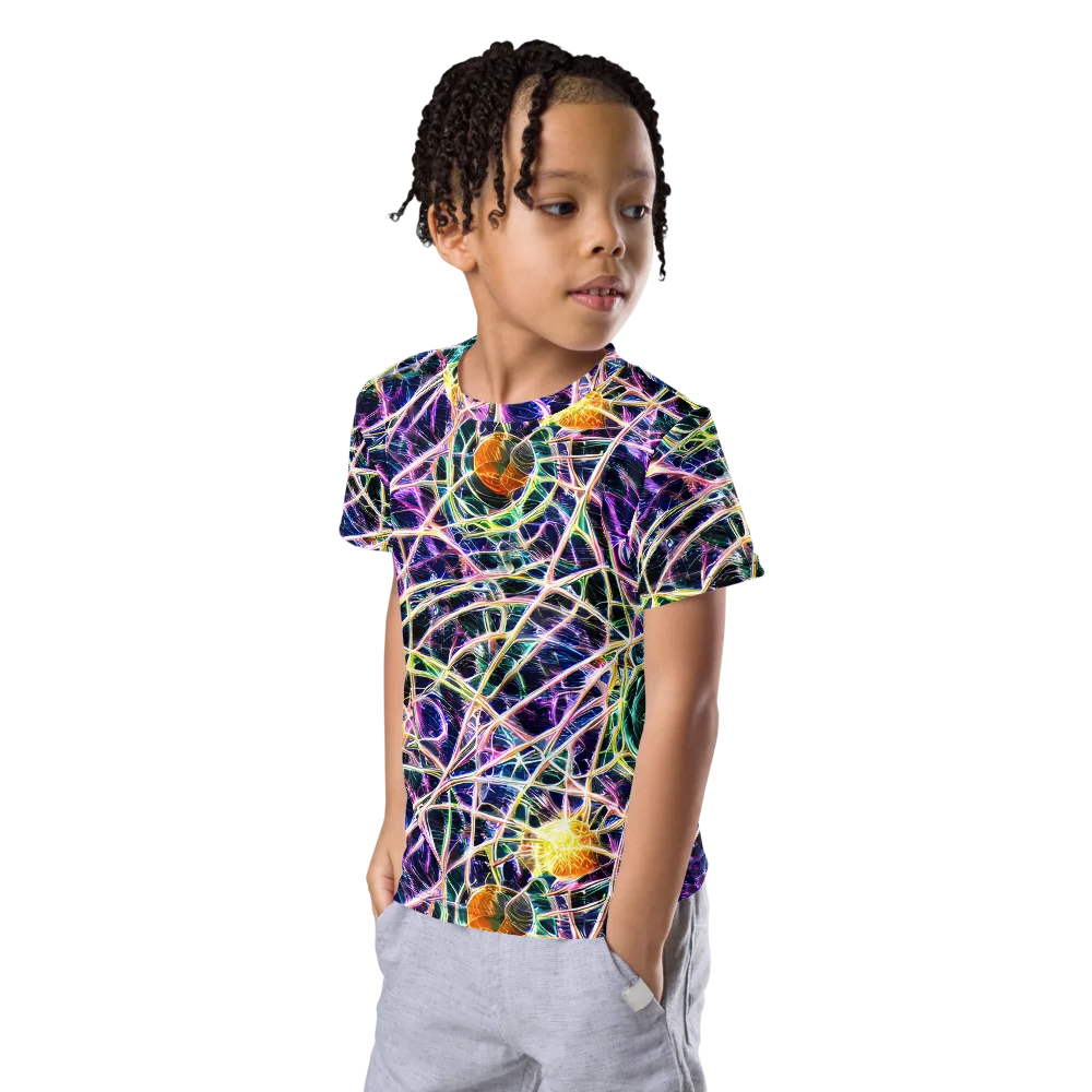 Wölfli Web on Kids Crew Neck T-Shirt — Left Front