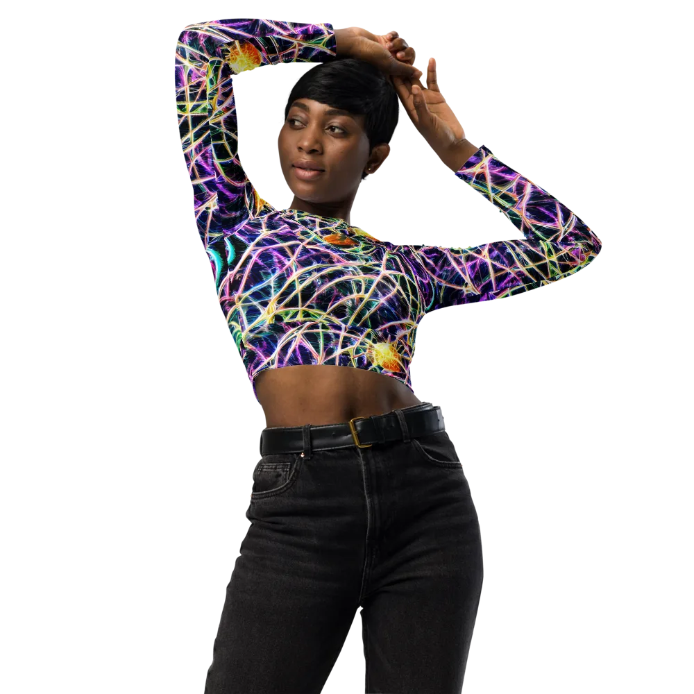 Wölfli Web on Long Sleeve Crop Top — Front
