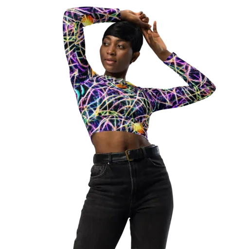 Wölfli Web on a Long Sleeve Crop Top