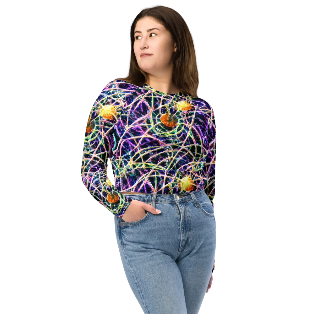 Wölfli Web on Long Sleeve Crop Top — Front