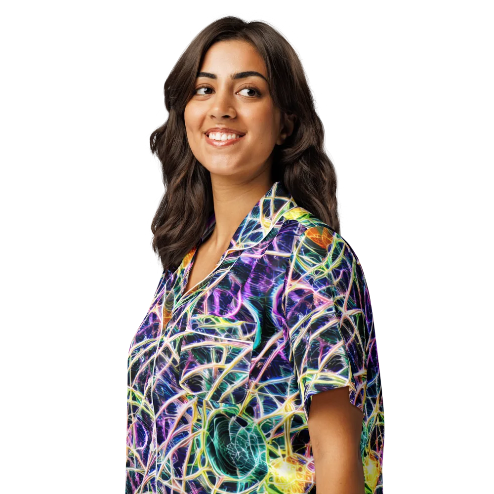 Wölfli Web on Women's Short Sleeve Pajama Top — Left Front