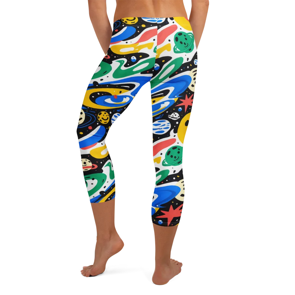 Rocket Carnival on Capri Leggings — Back