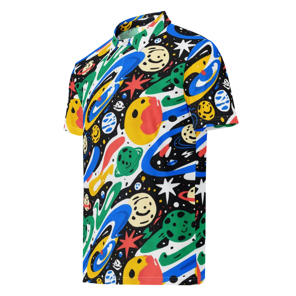 Rocket Carnival on Men's Slim Fit Polo Shirt — Left Front