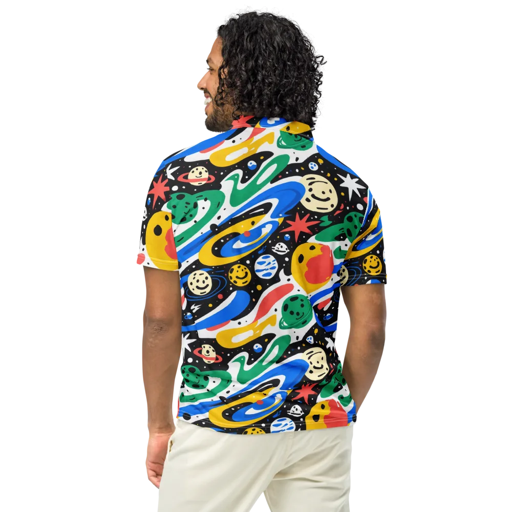 Rocket Carnival on Men's Slim Fit Polo Shirt — Back