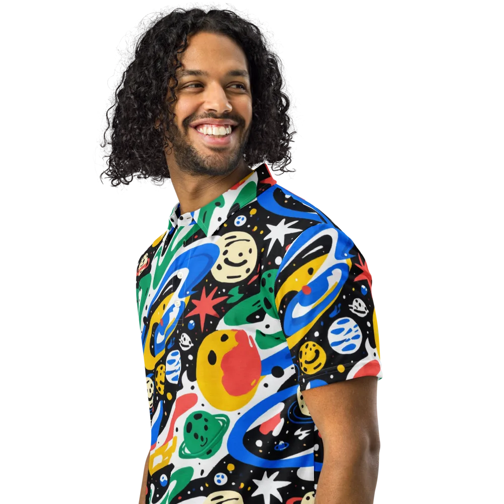 Rocket Carnival on Men's Slim Fit Polo Shirt — Left Front