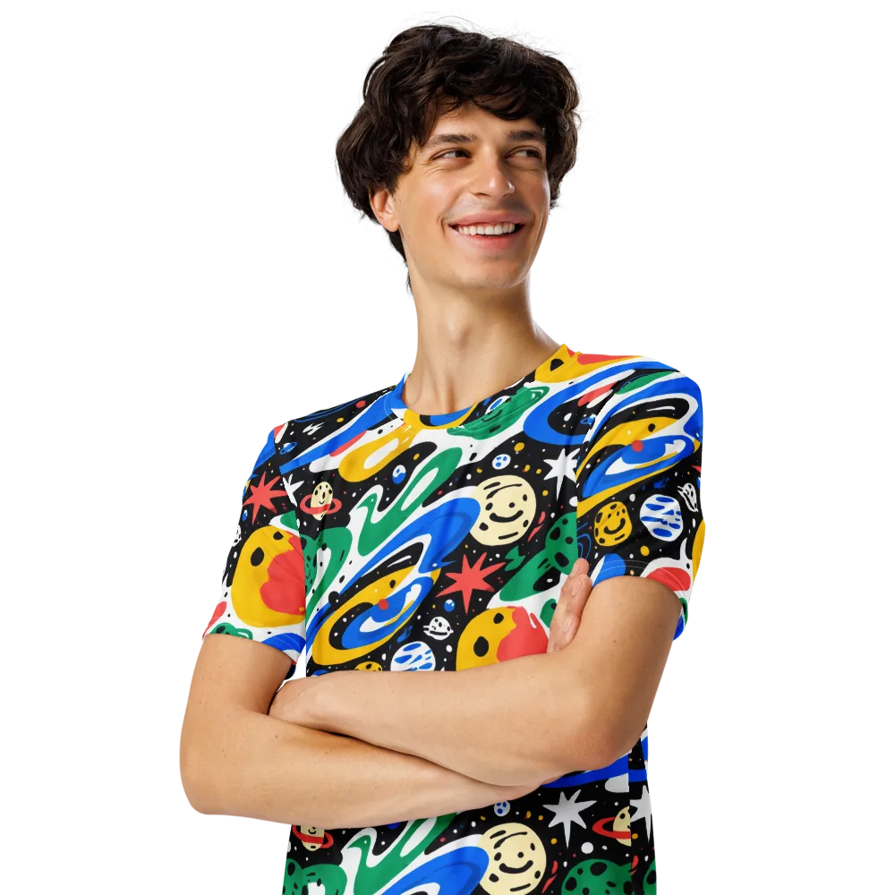 Rocket Carnival on Men's Crew Neck T-Shirt — Left Front
