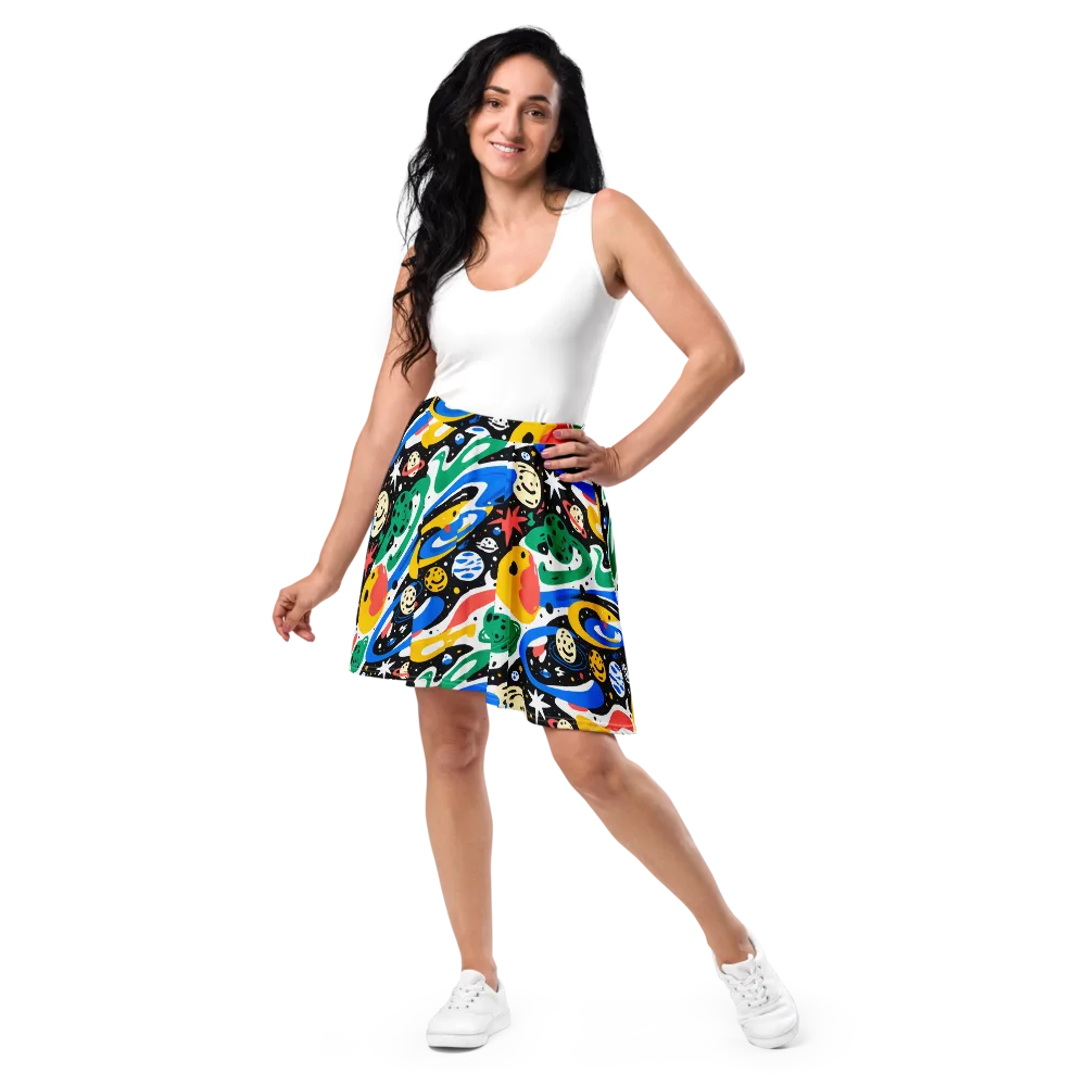Rocket Carnival on Skater Skirt — Front