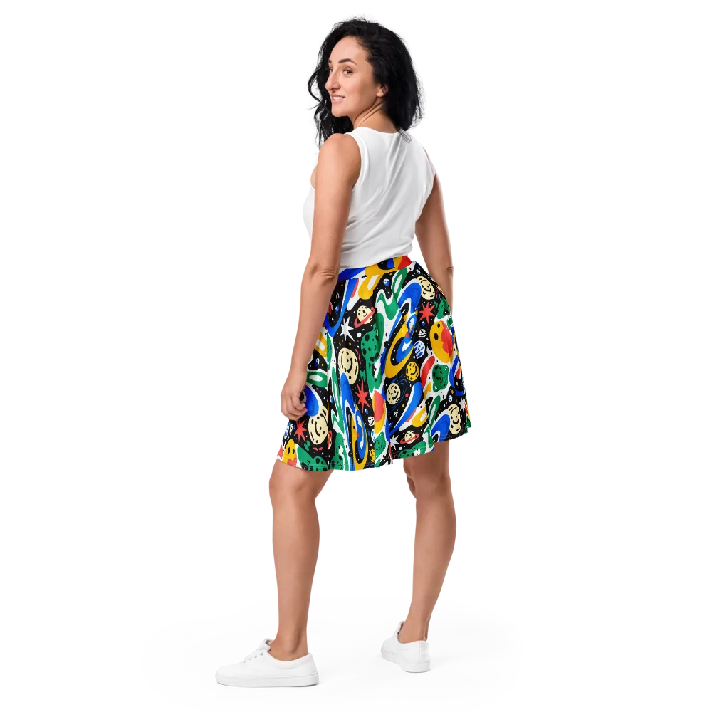 Rocket Carnival on Skater Skirt — Back