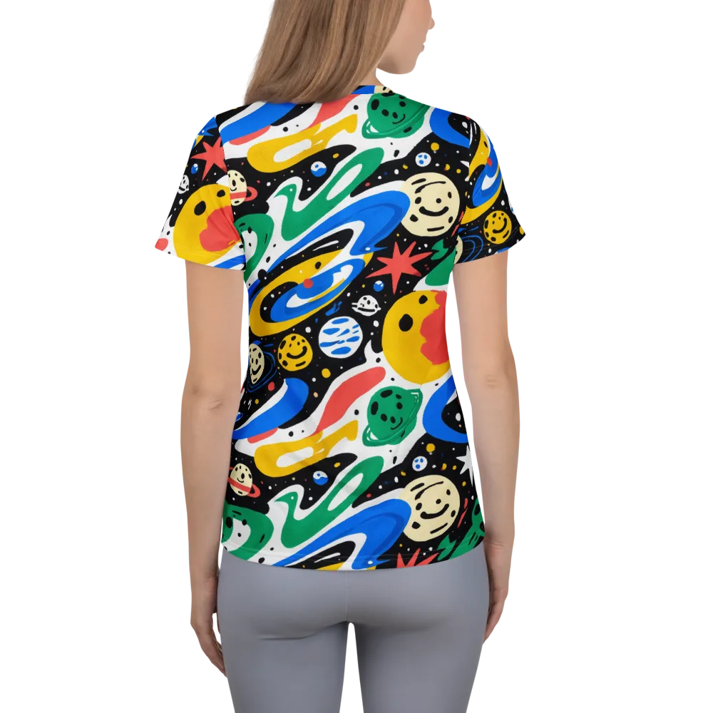 Rocket Carnival on Women's Athletic T-Shirt — Back