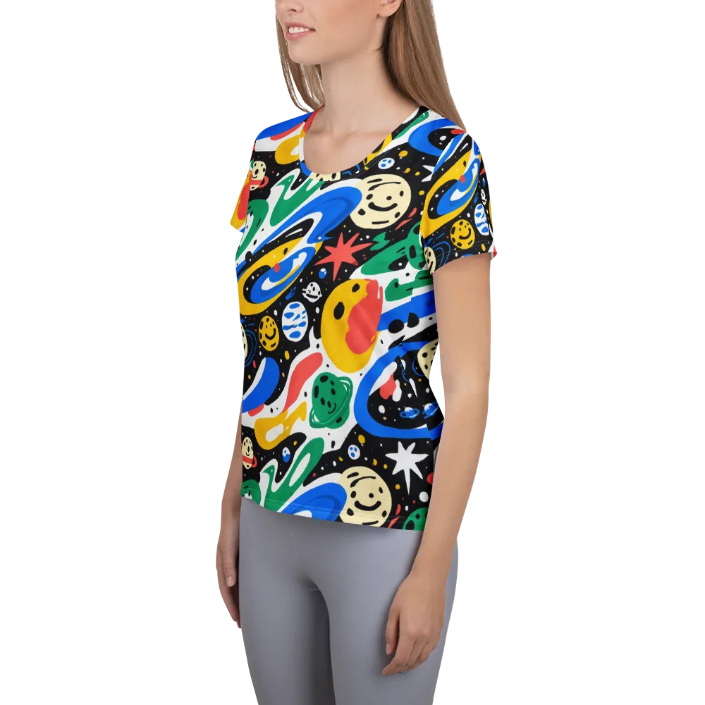 Rocket Carnival on Women's Athletic T-Shirt — Left