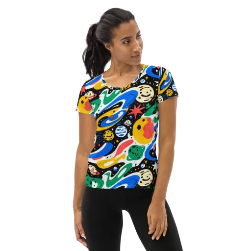 Rocket Carnival on a Women's Athletic T-Shirt