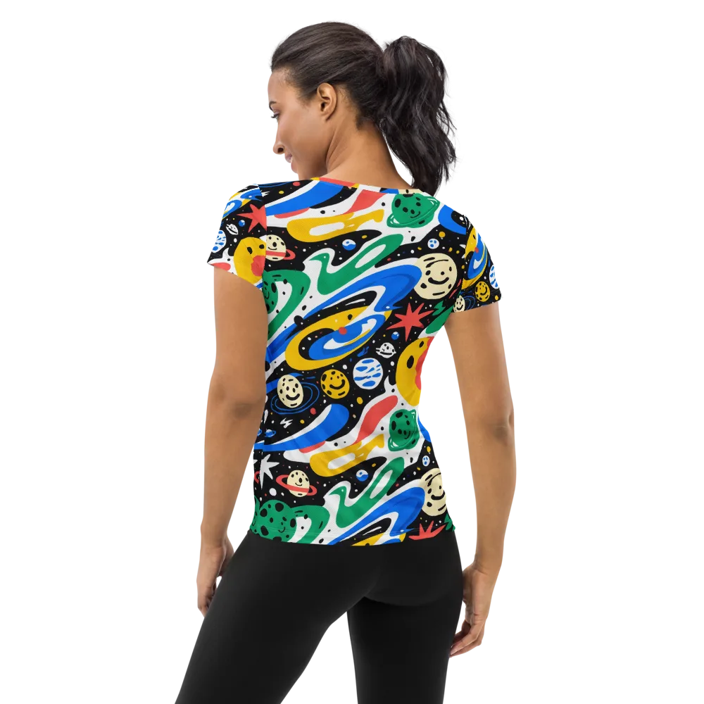 Rocket Carnival on Women's Athletic T-Shirt — Back