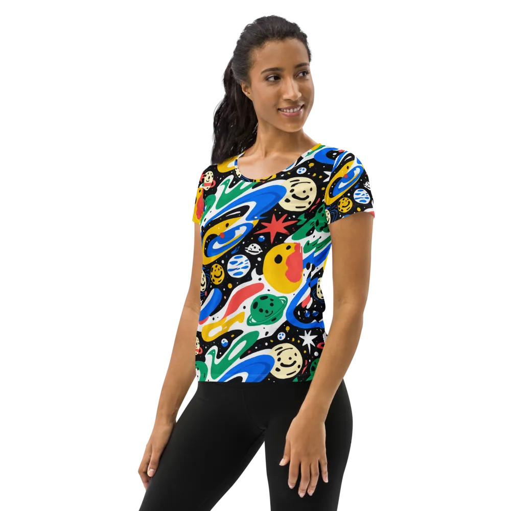 Rocket Carnival on Women's Athletic T-Shirt — Left