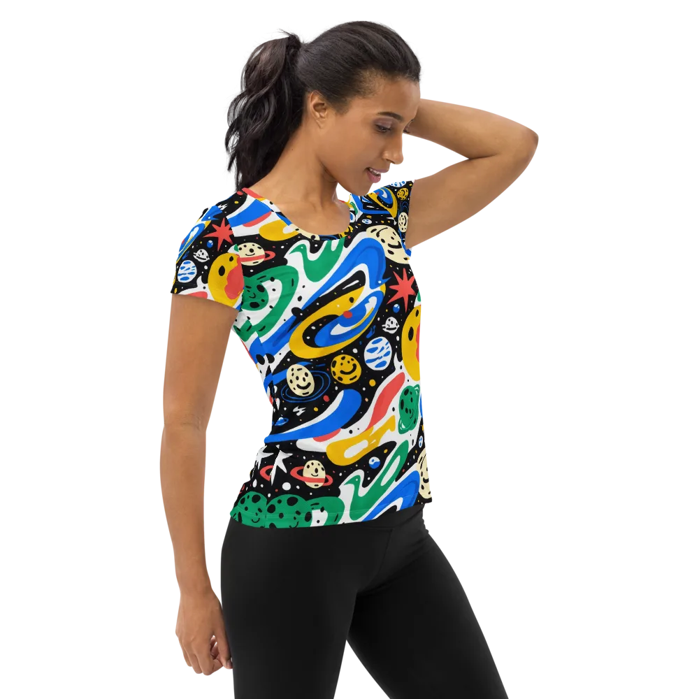 Rocket Carnival on Women's Athletic T-Shirt — Right