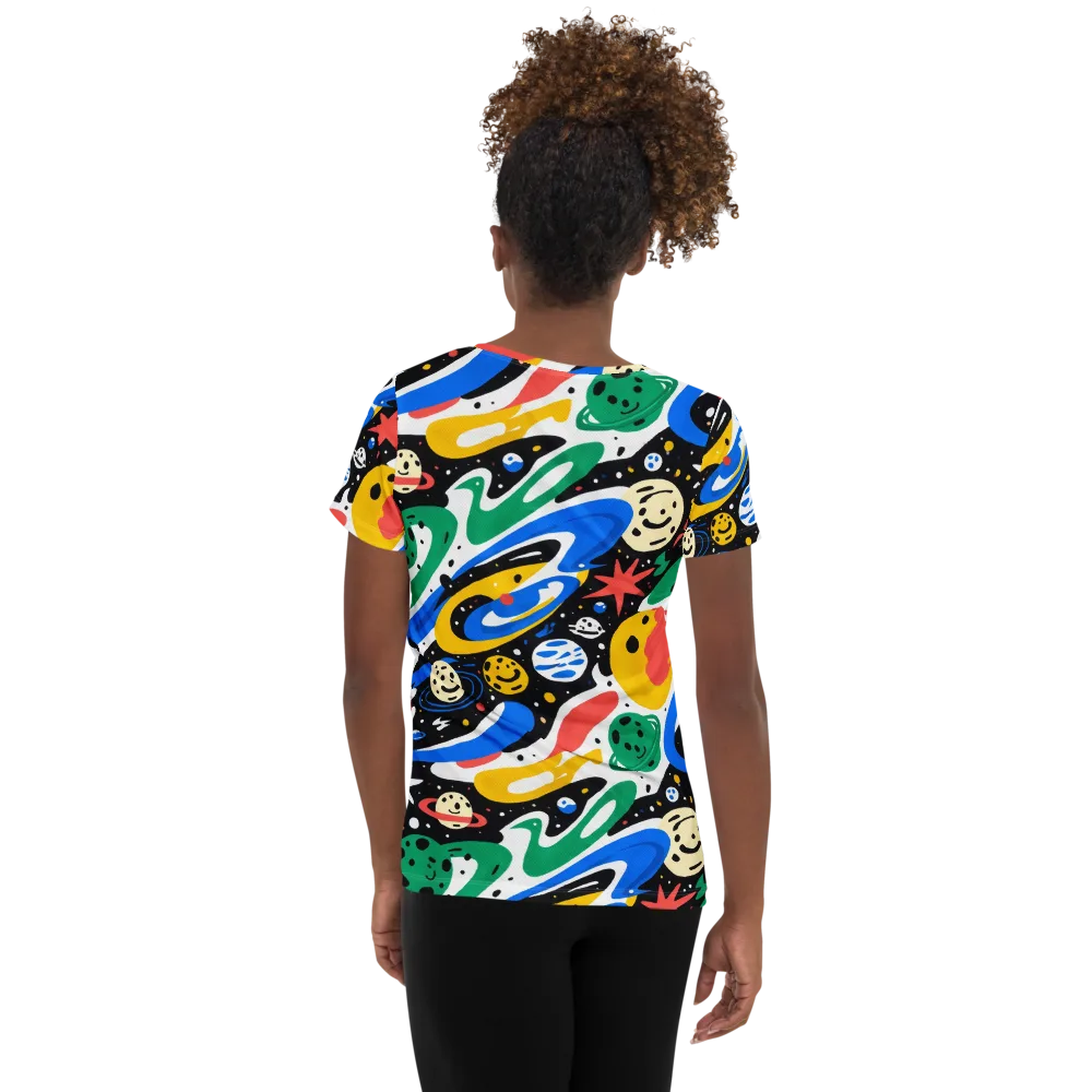 Rocket Carnival on Women's Athletic T-Shirt — Back