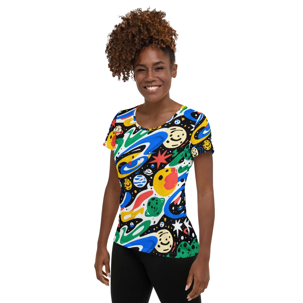 Rocket Carnival on Women's Athletic T-Shirt — Left