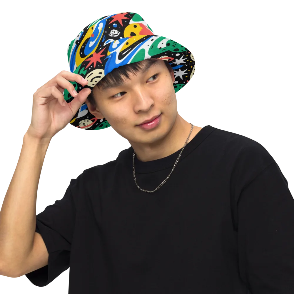 Rocket Carnival on Reversible Bucket Hat — Front Inside