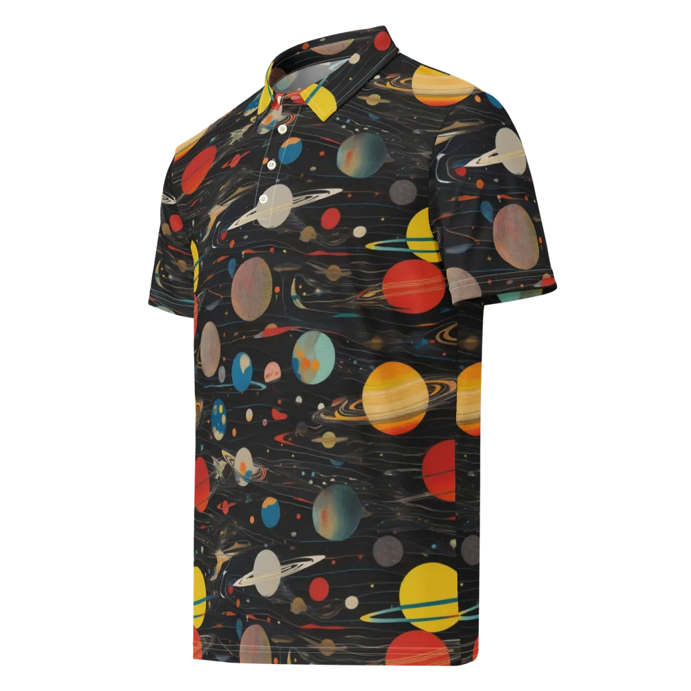 Black-sky Atlas on Men's Slim Fit Polo Shirt — Left Front