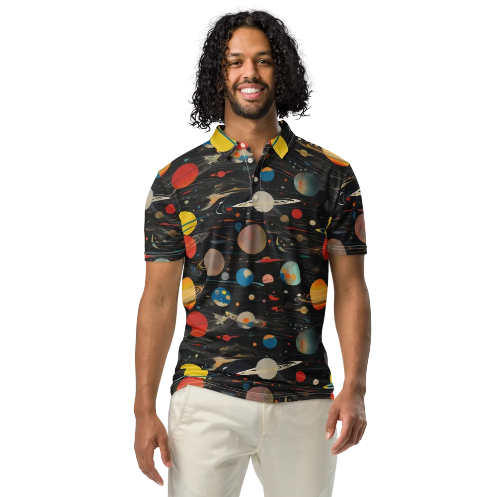 Black-sky Atlas on Men's Slim Fit Polo Shirt — Front