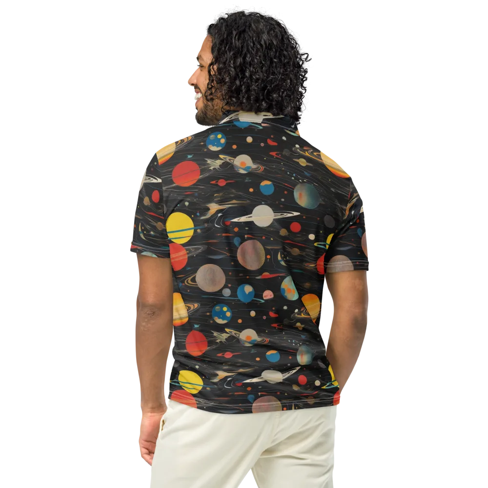 Black-sky Atlas on Men's Slim Fit Polo Shirt — Back