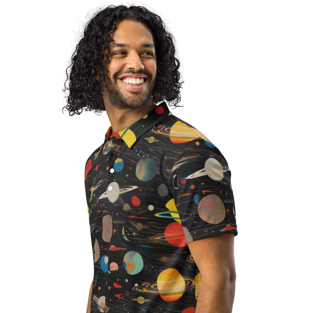 Black-sky Atlas on Men's Slim Fit Polo Shirt — Left Front