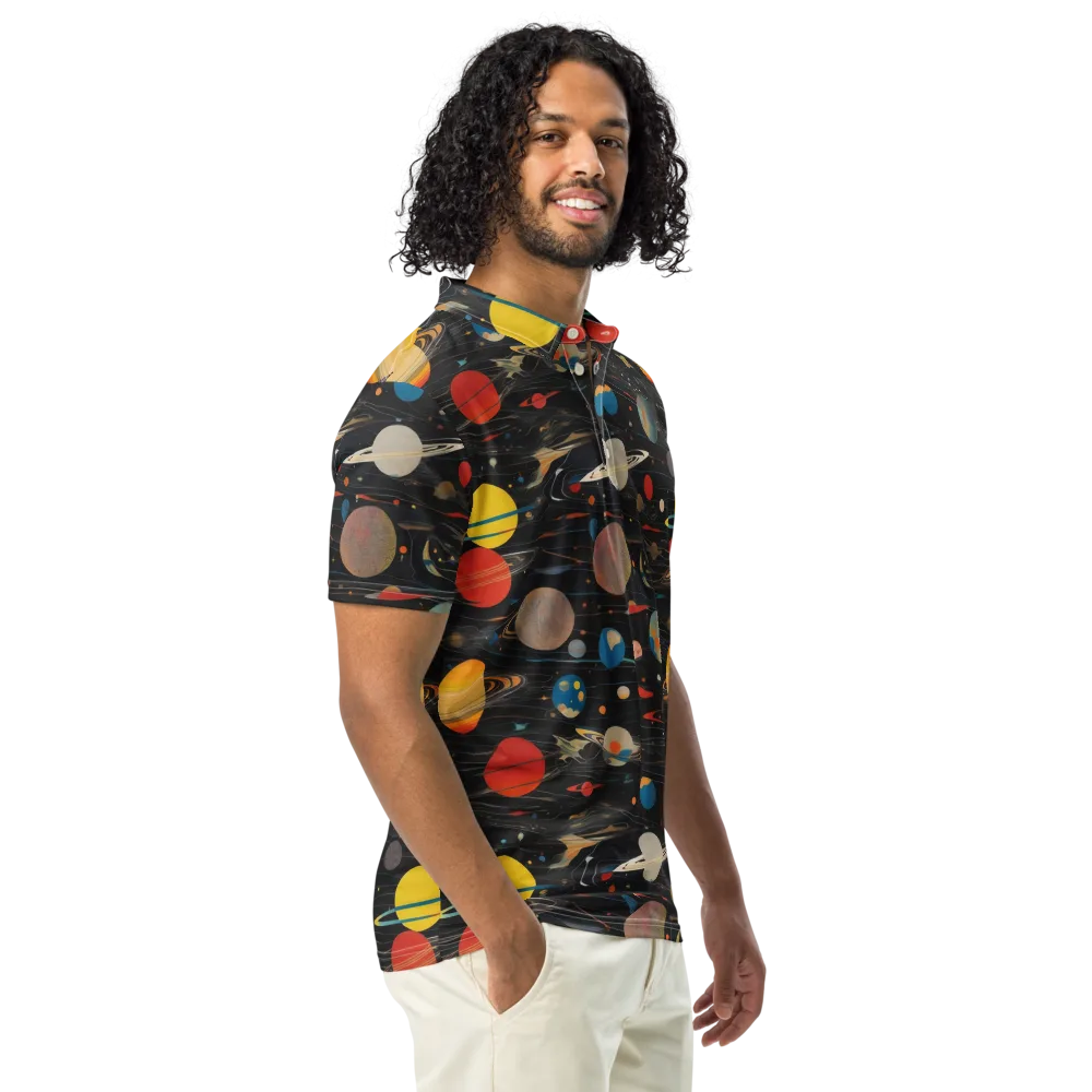 Black-sky Atlas on Men's Slim Fit Polo Shirt — Right Front