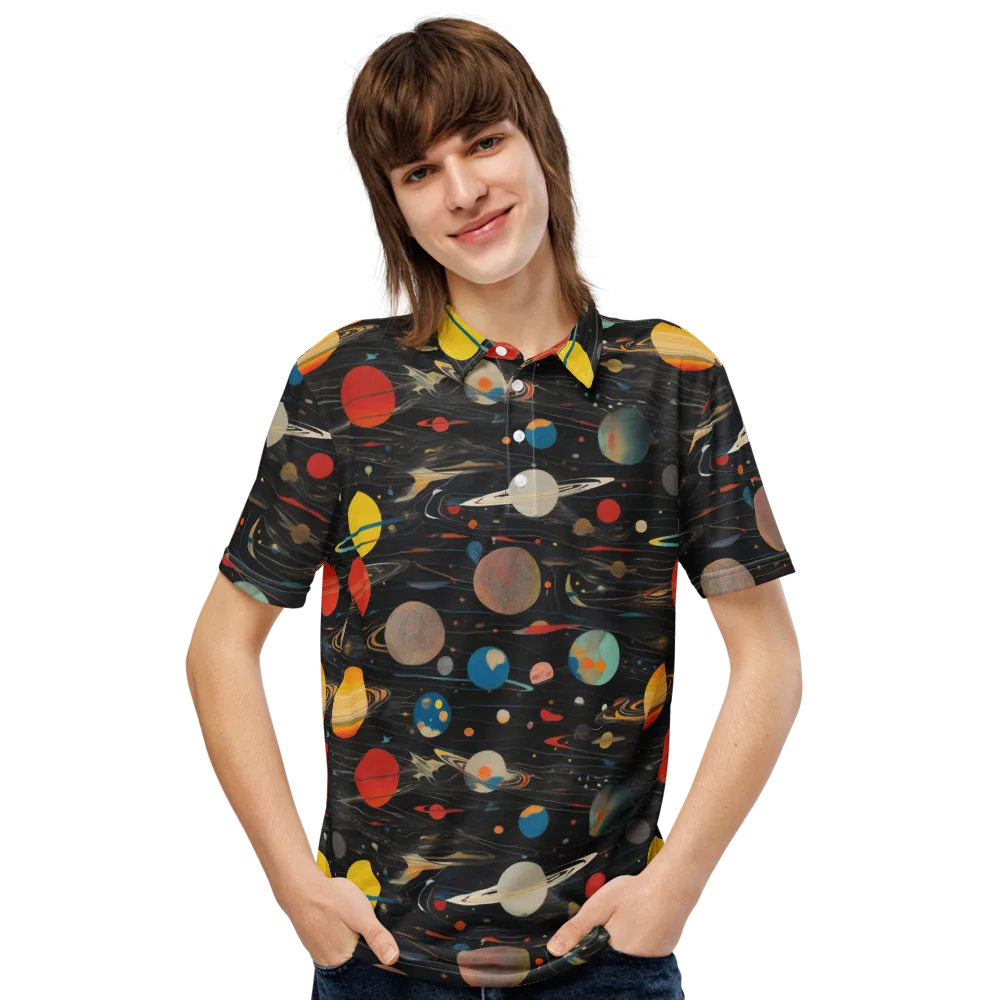Black-sky Atlas on Men's Slim Fit Polo Shirt — Front