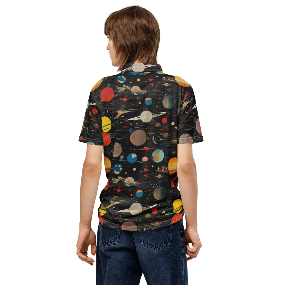 Black-sky Atlas on Men's Slim Fit Polo Shirt — Back
