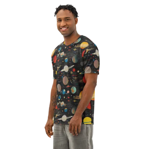 Black-sky Atlas on a Men's Cotton Crew Neck T-Shirt
