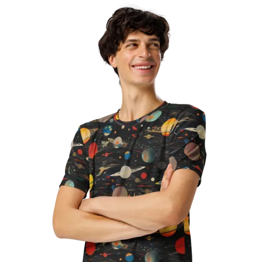 Black-sky Atlas on a Men's Crew Neck T-Shirt