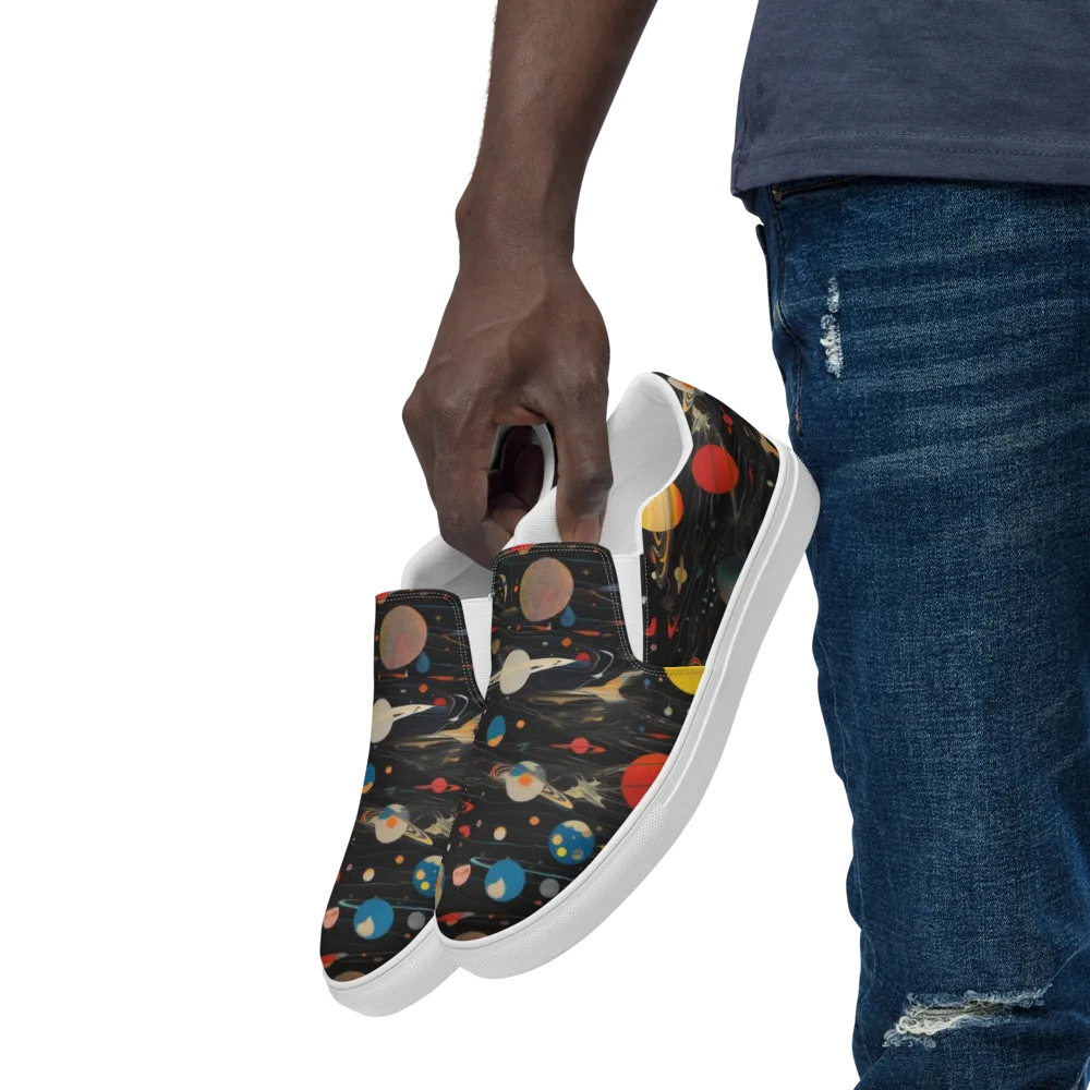 Black-sky Atlas on Men's Slip-On Canvas Shoes — Left Front