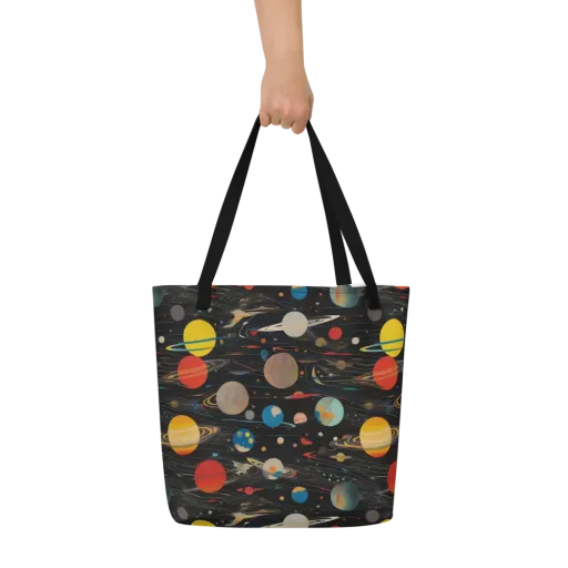 Black-sky Atlas on a Large Tote Bag W/ Pocket
