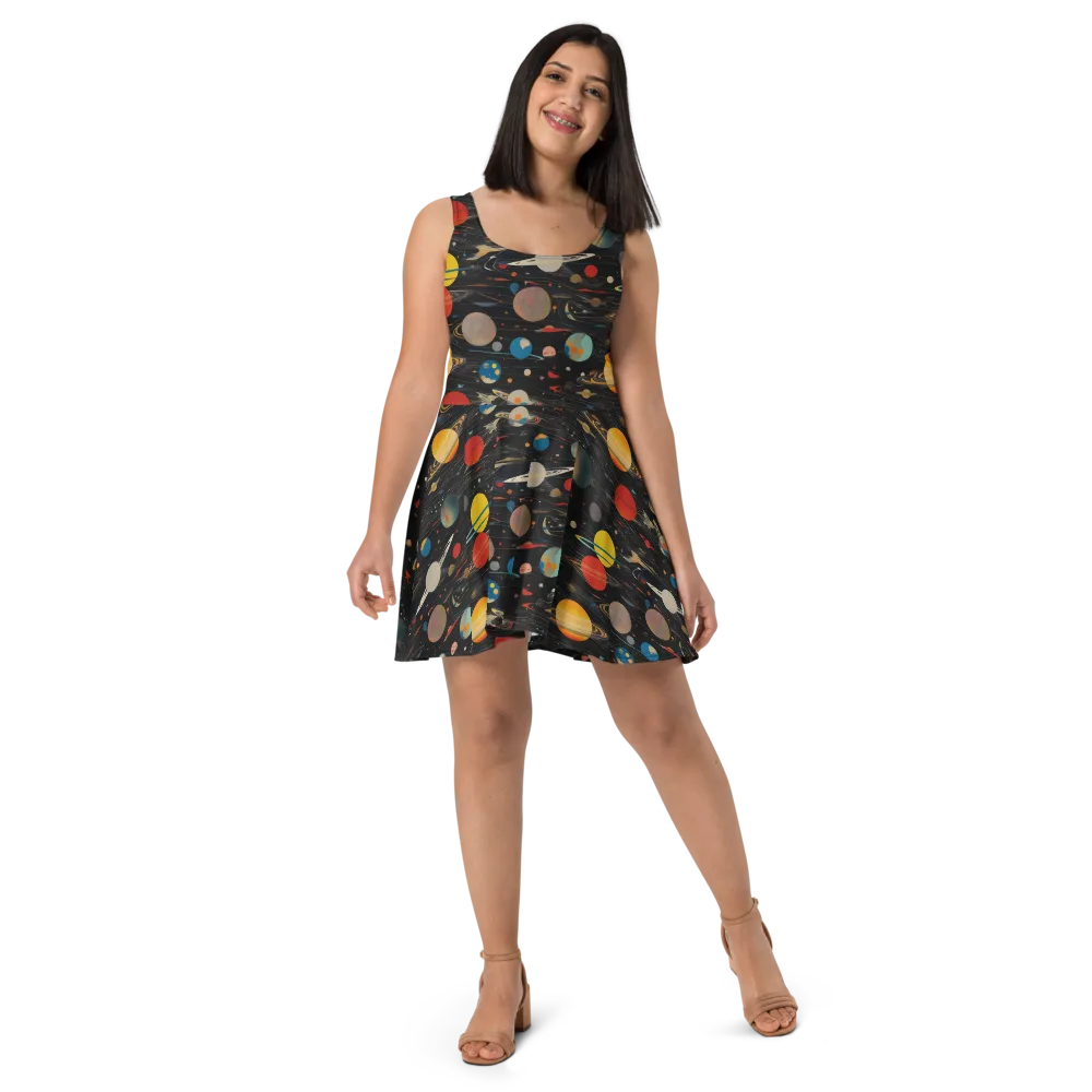 Black-sky Atlas on Skater Dress — Front