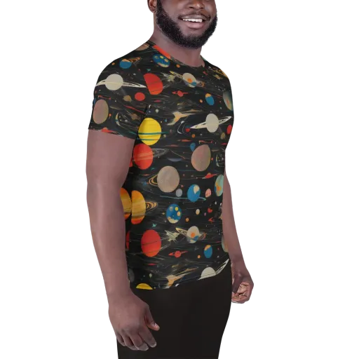 Black-sky Atlas on a Men's Athletic T-Shirt