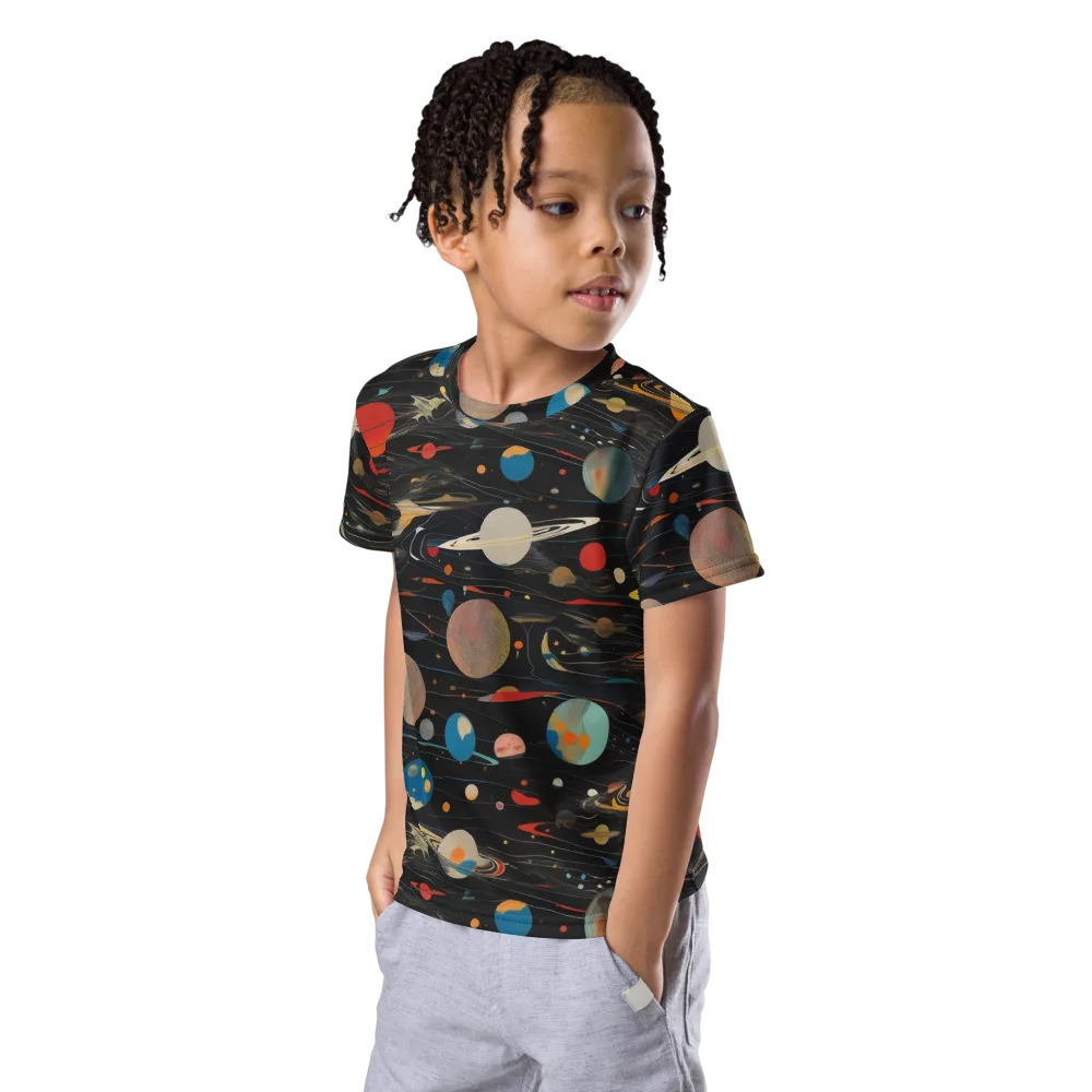 Black-sky Atlas on Kids Crew Neck T-Shirt — Left Front