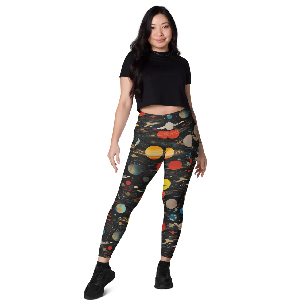 Black-sky Atlas on Leggings with Pockets — Front