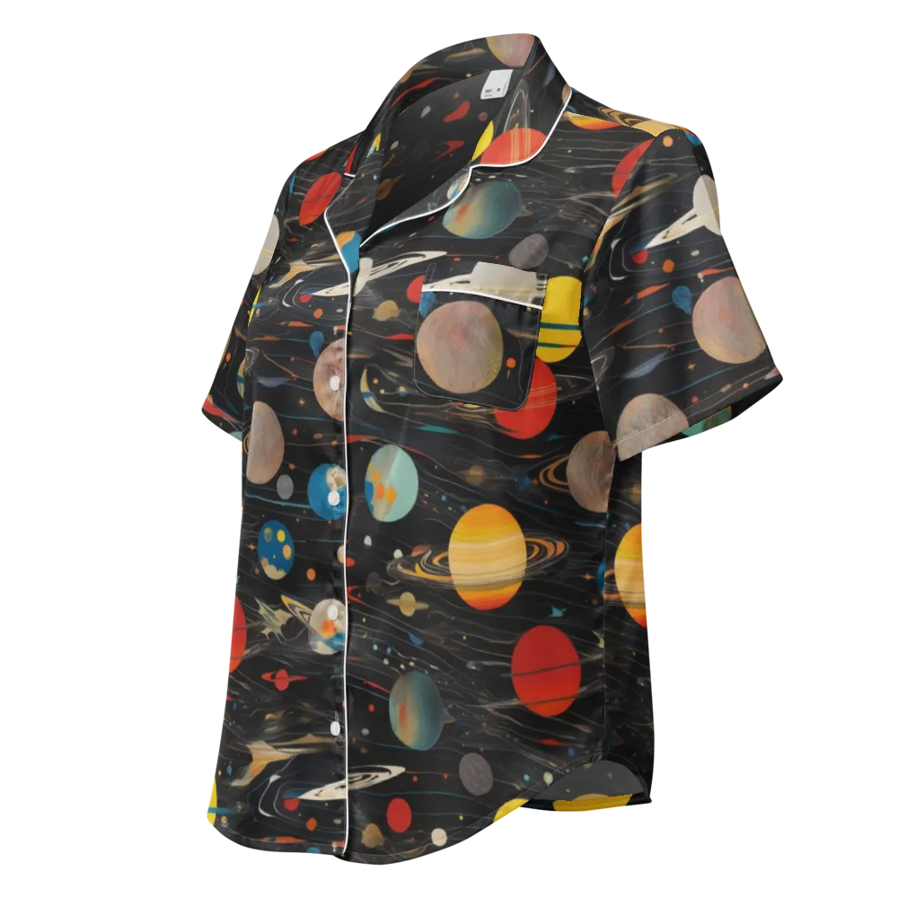 Black-sky Atlas on Women's Short Sleeve Pajama Top — Left Front
