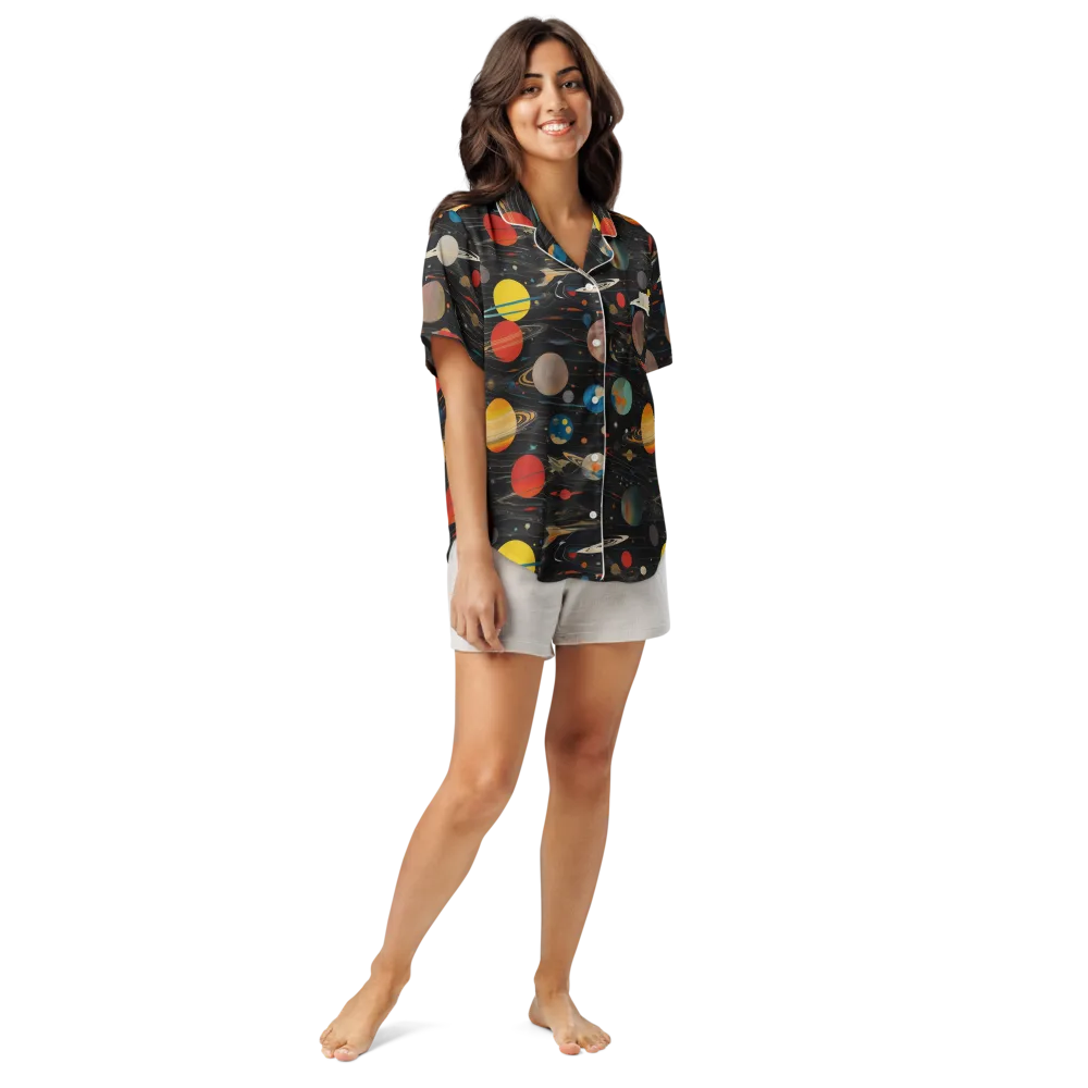 Black-sky Atlas on Women's Short Sleeve Pajama Top — Front