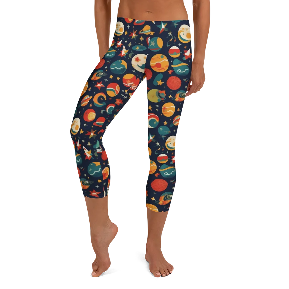 Rocket Bloom on Capri Leggings — Front