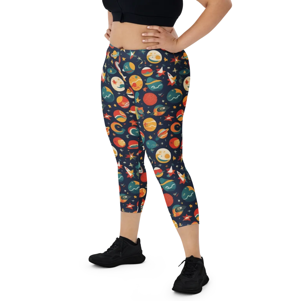 Rocket Bloom on Capri Leggings — Front