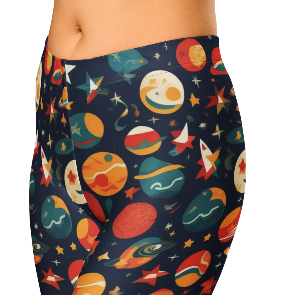 Rocket Bloom on Capri Leggings — Zoomed-in