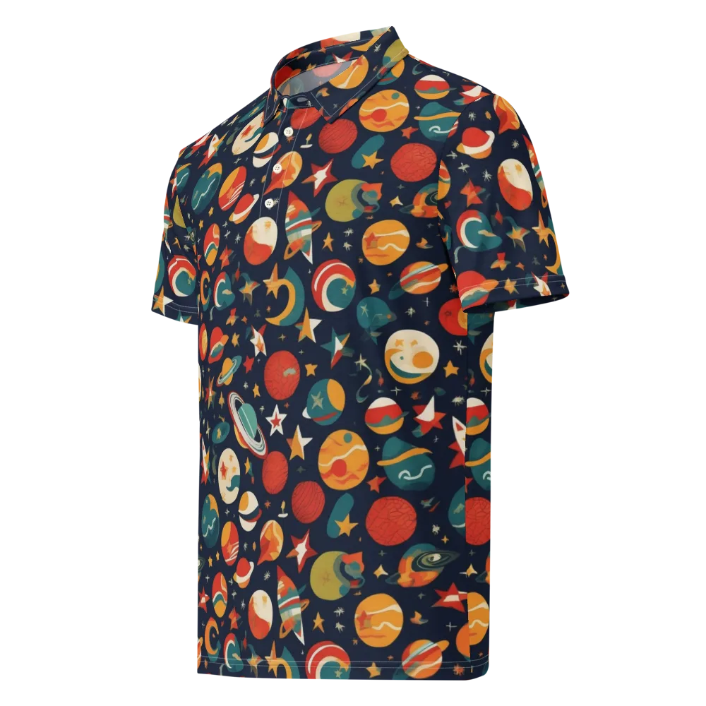 Rocket Bloom on Men's Slim Fit Polo Shirt — Left Front