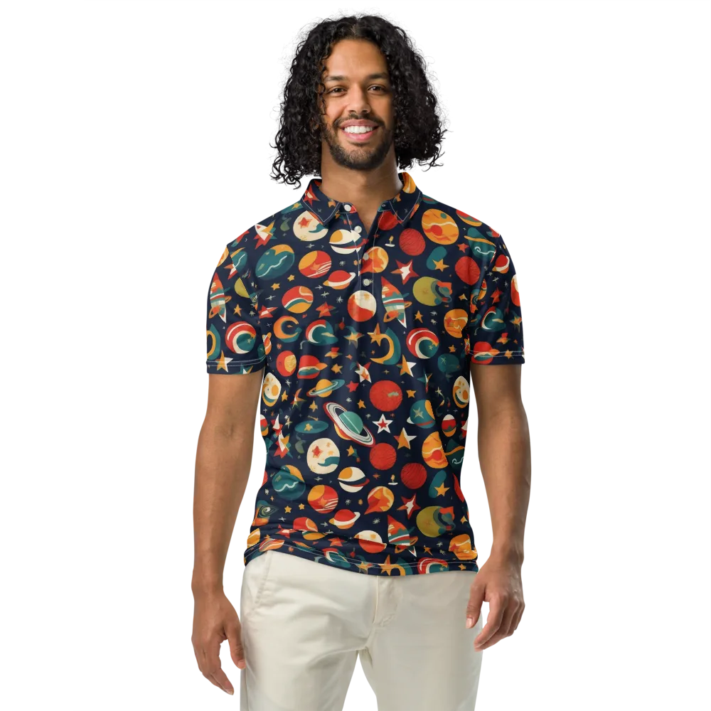 Rocket Bloom on Men's Slim Fit Polo Shirt — Front