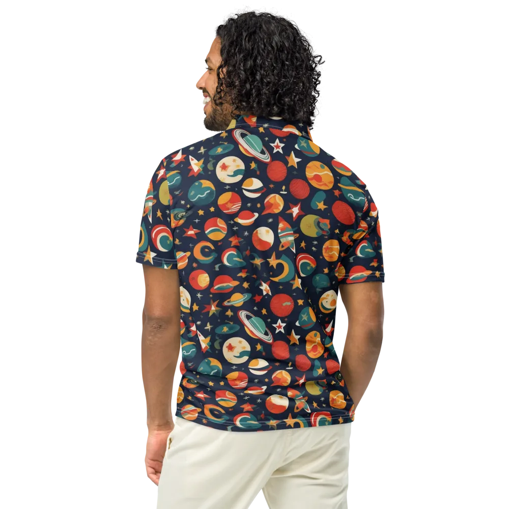 Rocket Bloom on Men's Slim Fit Polo Shirt — Back