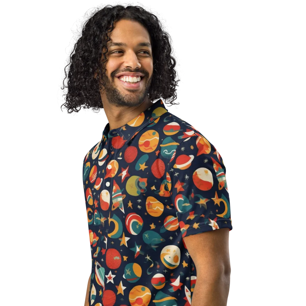 Rocket Bloom on Men's Slim Fit Polo Shirt — Left Front