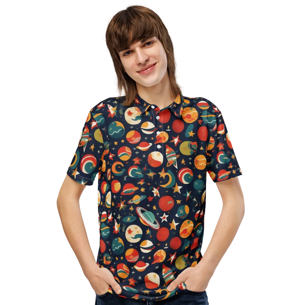 Rocket Bloom on Men's Slim Fit Polo Shirt — Front