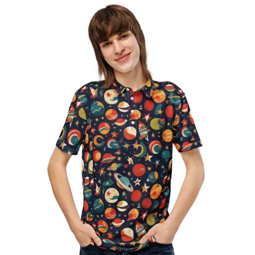 Rocket Bloom on a Men's Slim Fit Polo Shirt